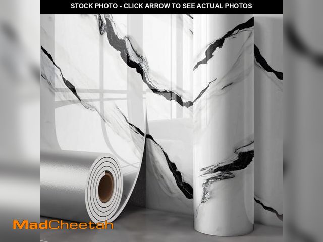 Lot 74-12324819 - Chejiaye 2.4mm Thick White and Black Black Marble Contact Paper | Waterproof Peel and Stick Wallpape...