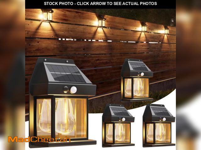 Lot 74-12116622 - Jyoiat Outdoor Solar Wall Lights - 4 Pack Solar Waterproof Brighter Porch Square Lights with 3 Modes...
