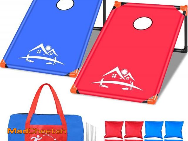 Lot 74-12329973 - NZQXJXZ 3x2 ft Cornhole Board Set with 8 Bean Bags and Carrying Bag, Outdoor Toss Game Set for Kids ...