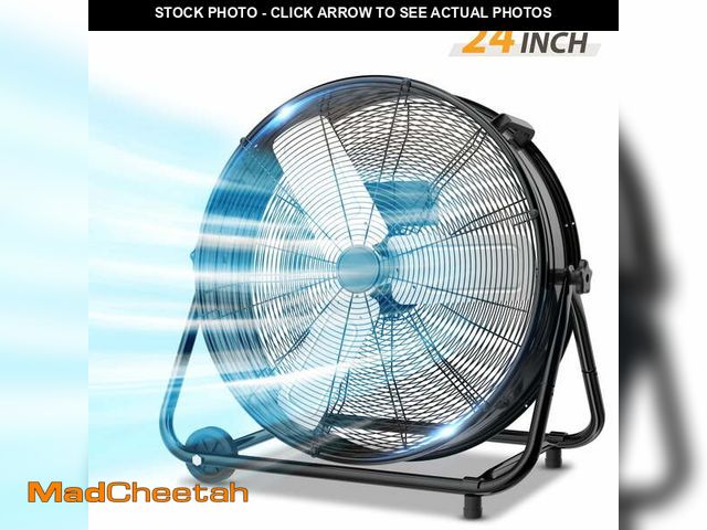 Lot 74-14435563 - LifePlus 24 Inch Industrial Drum Fan, 5620 CFM High Velocity Floor Fan, 3-Speed Heavy Duty Air Circu...