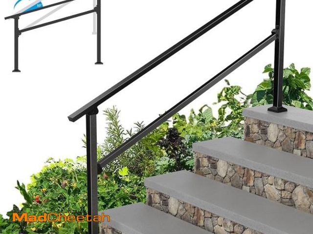 Lot 74-12538325 - Heavy Duty Metal Handrails for Outdoor Steps - Exterior Hand Rails for Concrete Steps Outside Metal ...