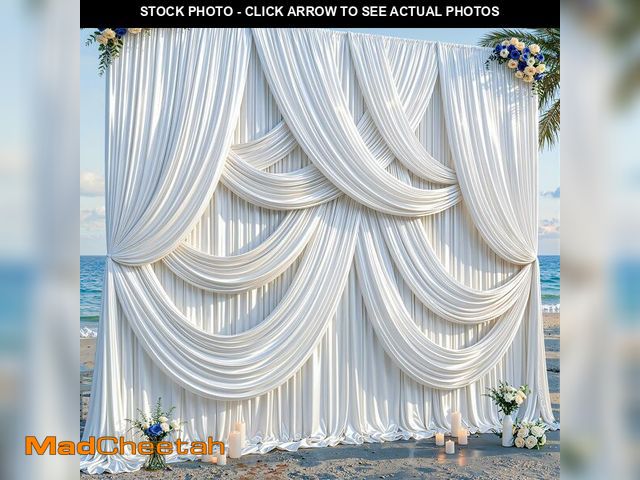 Lot 74-14143711 - 30x10ft White Glitter Backdrop Curtain for Parties, Wrinkle Free Satin Photo Backdrop Drapes 6 Panel...