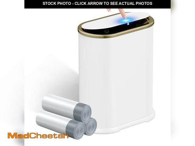 Lot 74-13962337 - KSSKSS 1.8 Gallons Small White Bathroom Trash Can with Lid, Slim Bathroom Garbage Bin, Dog Proof Tra...