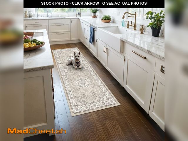 Lot 74-13787114 - Washable 2x5 Hallway Runner Rug: Vintage Water Resistant Kitchen Entryway Rug Ultra Soft Living Room...