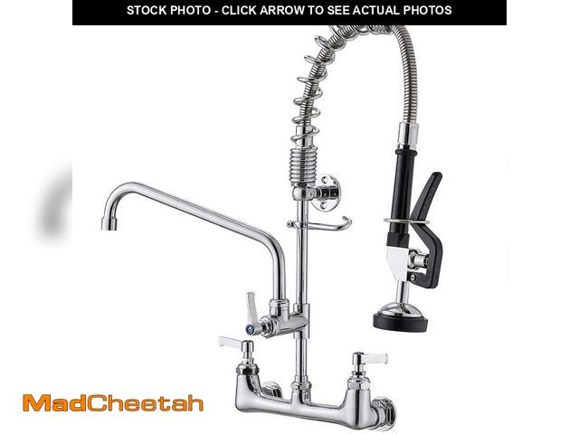 Lot 74-14112303 - HOMEMYSTIQUE Commercial Restaurant Pull Down Double Handle Wall Mount Spray Standard Kitchen Faucet ...
