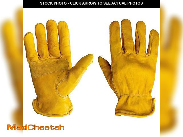 Lot 74-13569369 - G &amp; F Products unisex adult leather gloves, Yellow, X-Large Pack of 3 US - USED