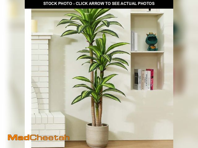 Lot 74-13053523 - Artificial Plants, 5ft Fake Dracaena Tree in Black Plastic Pot, Faux Plants Indoor Outdoor Decor, Si...