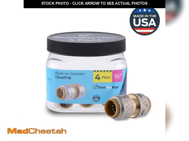 Lot 74-12872664 - (MISSING ONE) SharkBite Max 1/2 in. Push-to-Connect Brass Coupling Fitting Pro Pack (4-Pack) - UNUSE...