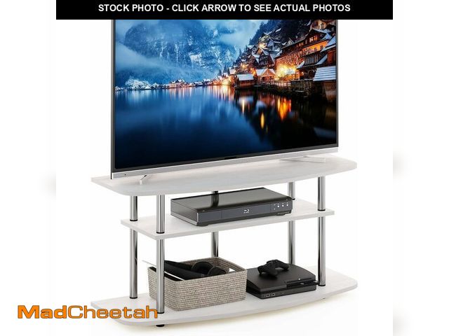 Lot 74-14581846 - Furinno Frans Turn-N-Tube TV Stand for TV Size up to 43 Inch, 3-Tier, White Oak - UNUSED