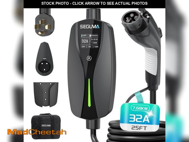 Lot 74-12050459 - Level 2 EV Charger (32Amp, 220V-240V, NEMA 14-50 Plug), 25ft UL Listed Cable, with Adjustable Curren...