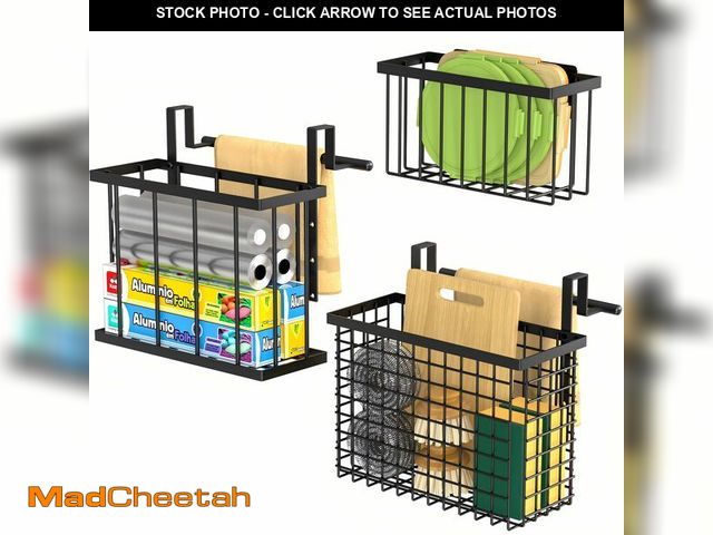 Lot 74-13542373 - DTUQYX 3 Pack Over Cabinet Door Organizer - Adjustable Cabinet Door Organizer with Towel Rack,Hangin...