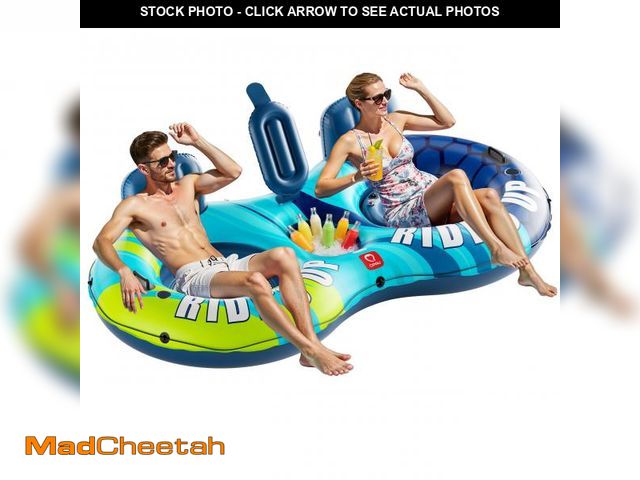 Lot 74-12051711 - QPAU Inflatable Double River Tube, 2 Person 660lb Capacity, Puncture-Resistant 93" Sturdy Heavy Duty...