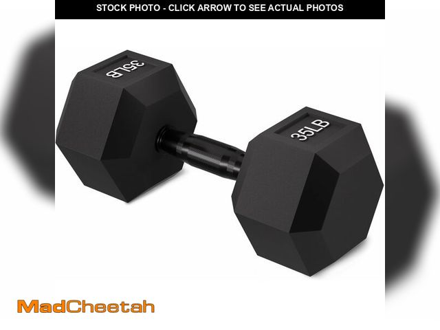 Lot 74-14077465 - Fitvids Rubber Encased Exercise &amp; Fitness Hex Dumbbell with Anti-Slip Metal Handle for Home Gym,...