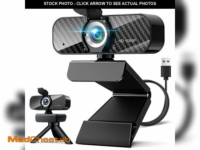 Lot 74-12979650 - Webcam Full HD 1080P with Built-in Microphone and Rotatable Tripod, Carbon Fiber Board and Privacy C...