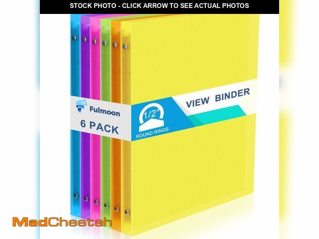 Lot 74-14047979 - 5 Pack Plastic 3 Ring Binder Assorted Colors Economy Flexible Round Ring Presentation Binders with P...