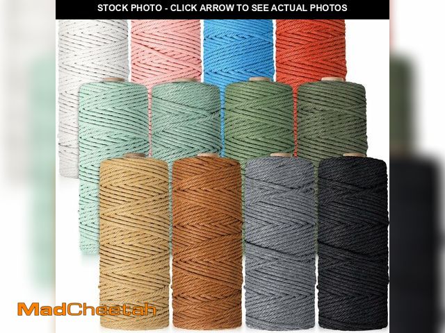 Lot 74-14274097 - Wesnoy 12 Rolls Macrame Cord, 4 mm x 656 Yards Natural Cotton Twine, Colored Macrame String, Colorfu...