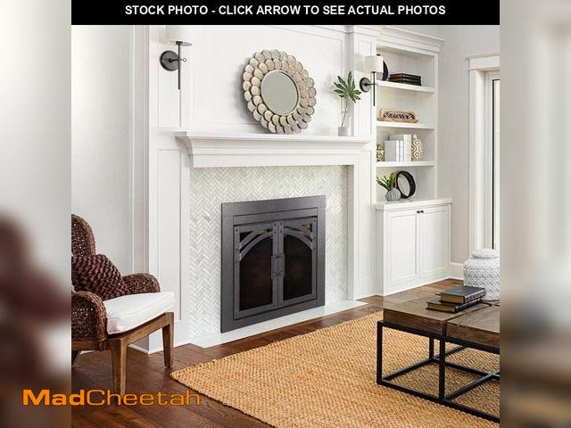 Lot 74-13768803 - Pleasant Hearth Axel Large Glass Fireplace Doors - UNUSED