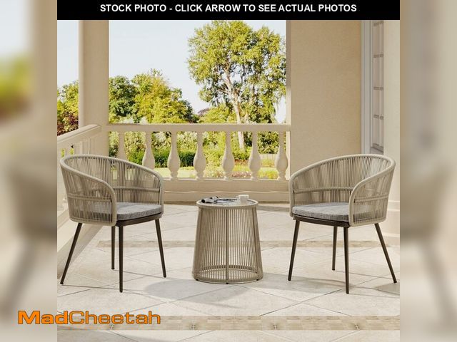 Lot 74-13653359 - EAST OAK Breezeway 3-Piece Patio Bistro Set, Patio Chairs Bistro Set with 2 Wide Ergonomic Chairs, C...