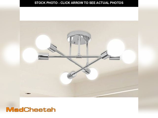 Lot 74-12699874 - Dellemade Modern Sputnik Chandelier, 6-Light Ceiling Light,Flush Mount Ceiling Light Fixture for Bed...