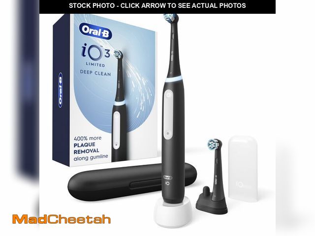 Lot 74-13572980 - Oral-B iO Deep Clean Rechargeable Electric Toothbrush, Black, iO Series 3 Limited, 2 Brush Heads, Tr...