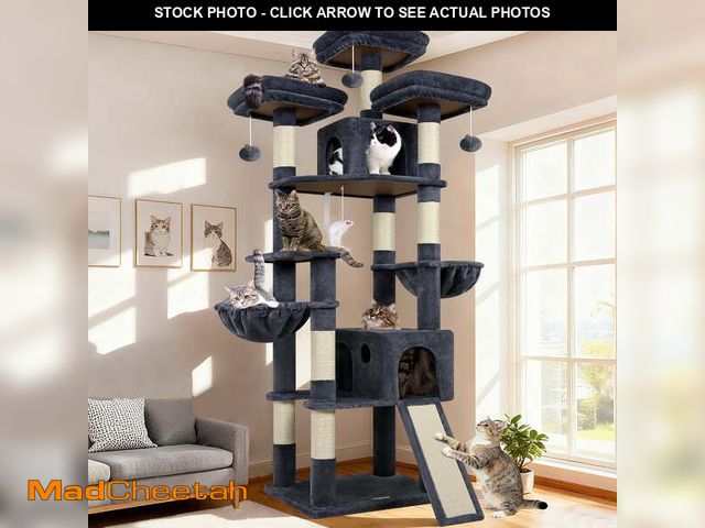 Lot 74-14260385 - Globlazer 83'' Multi-Level Large Cat Tree Tower for Indoor Cats with Sisal Scratching Post, Hammock ...