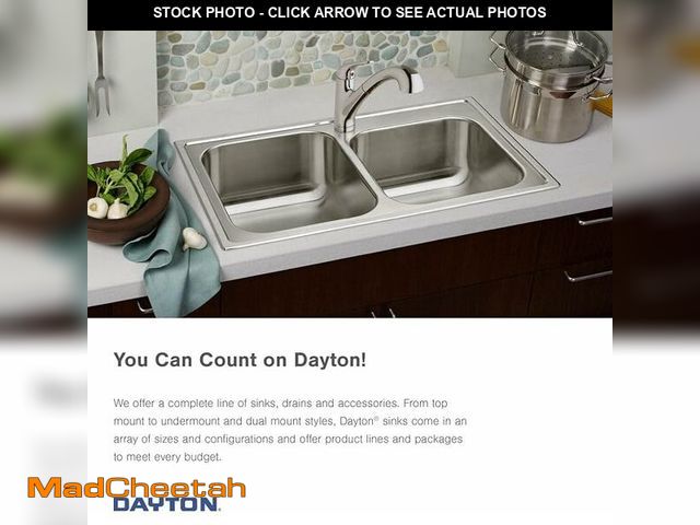 Lot 74-12266922 - Elkay DSE23322 Dayton 33" Drop In Double Basin Stainless Steel Kitchen Sink - 1 Faucet Hole - UNUSED