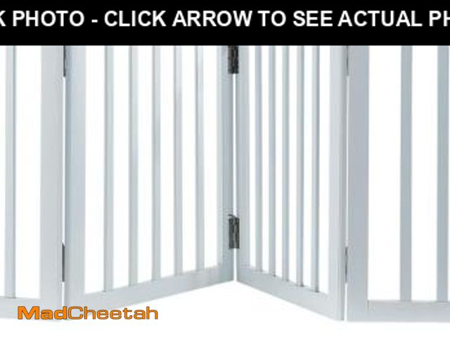 Lot 74-12367885 - VEVOR Freestanding Pet Gate, Wooden 24" H x 80" W, 4-Panel Foldable Gate for Wide &amp; Narrow Passa...