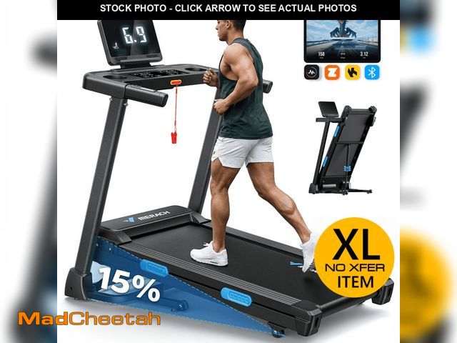 Lot 74-13681294 - MERACH Folding Treadmill with 15% Auto Incline, Fitness Treadmill for Home with APP, 300 lbs Capacit...