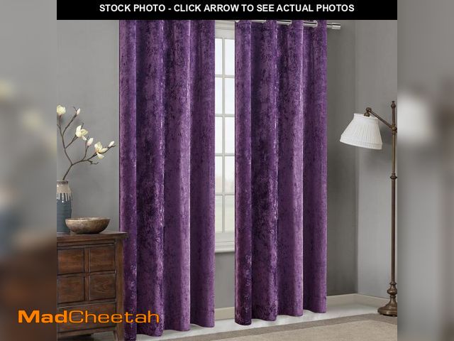 Lot 74-11550085 - Fredsure Distressed Velvet Window Curtains Pair, Purple 50"x95" - USED