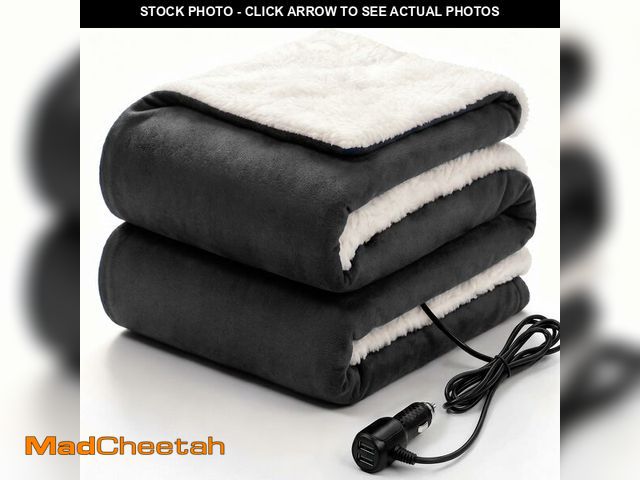 Lot 74-14384888 - Sealy 12-Volt Heated Car Blanket with 2 USB Output Ports, 3 Heating Levels &amp; 4 Hours Auto Off, E...
