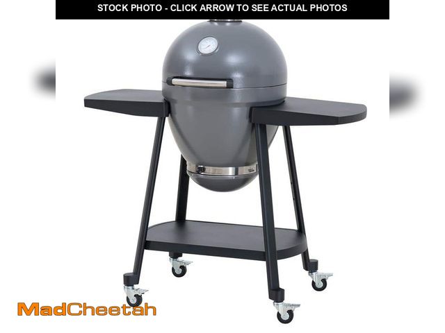 Lot 74-14243105 - *DIRTY/SCRATCHED* Sunjoy Portable 20 in. Outdoor Charcoal Egg Grill Grey Kamado Grill with Pizza Pla...