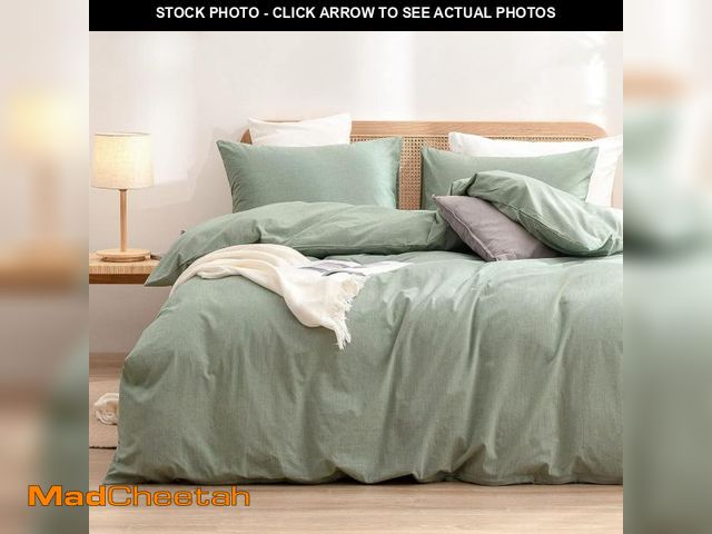 Lot 74-12324105 - BESTOUCH Duvet Cover Set 100% Washed Cotton Linen Feel Super Soft Comfortable Chic Lightweight 3 PCs...