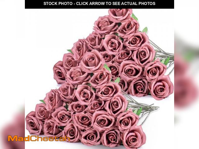 Lot 74-12115970 - Hotop 40 Pcs Rose Artificial Flowers Bulk with Long Stem,Realistic Silk Fake Roses Bouquet for Home ...