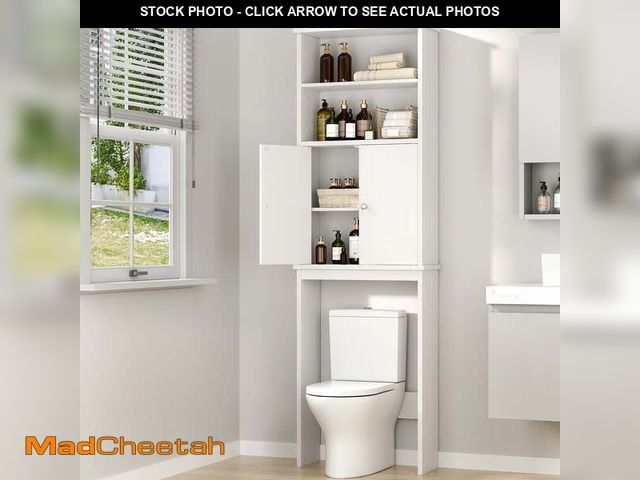 Lot 74-14287005 - Walsunny Over the Toilet Storage Cabinets Wood Bathroom Organizer Shelf Rack Space Saver with 2 Door...