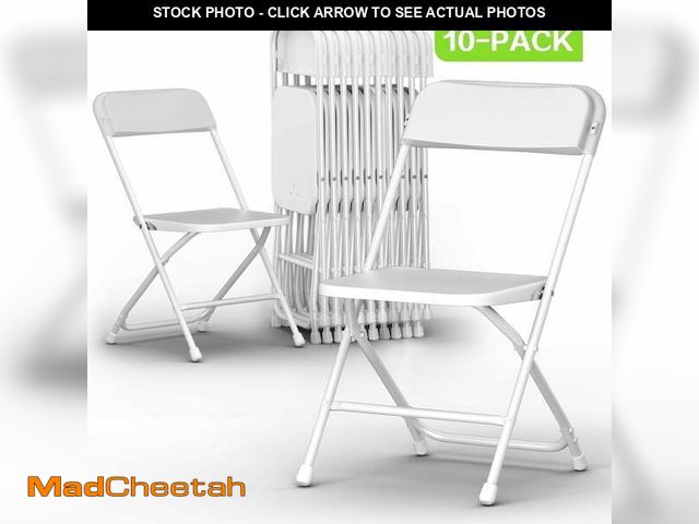 Lot 74-12766573 - Capri White Plastic Folding Chair 10 Pack with Steel Frame, Hold up to 350 lbs, Indoor Outdoor Porta...