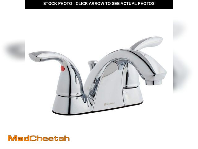 Lot 74-12676514 - Glacier Bay Builders 4 in. Centerset Double Handle Low-Arc Bathroom Faucet in Chrome - UNUSED