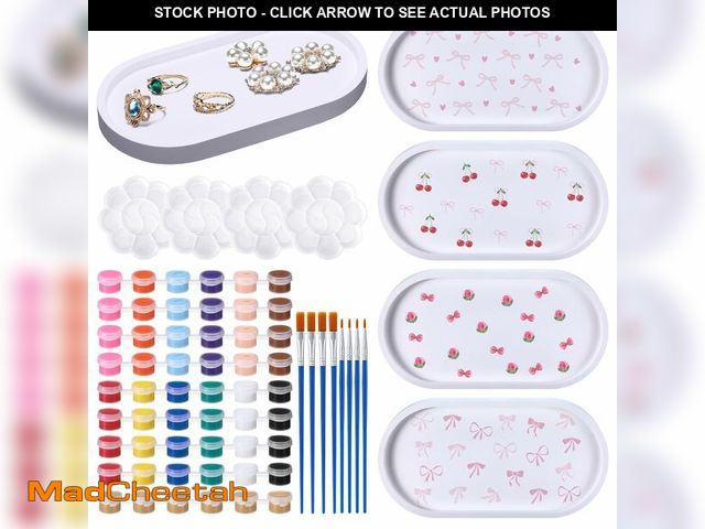 Lot 74-14150614 - MotiMind 4 Set Ceramics to Paint Oval Jewelry Tray Ready to Paint Your Own Ceramic Ring Dish Holder ...