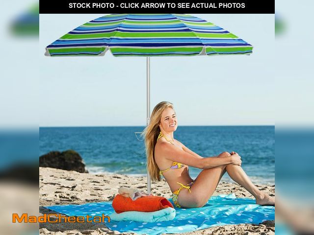 Lot 74-12480674 - Costway 6.5FT Patio Beach Umbrella Sun Shade Tilt W/Carry Bag Turquoise - UNUSED