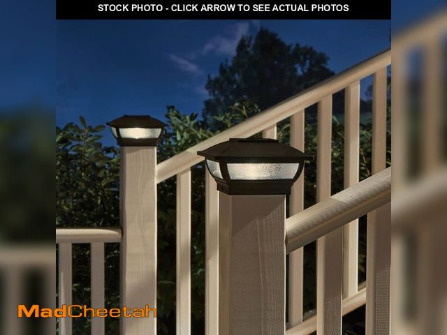 Lot 74-14277714 - Hampton Bay 4 x 4 or 6 x 6 Black Integrated LED Outdoor Solar Deck Post Cap Light (2-Pack) - UNUSED