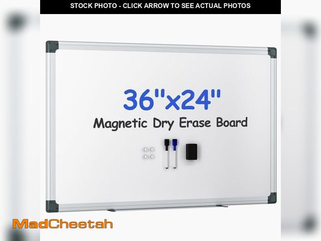 Lot 74-13786014 - VUSIGN Magnetic White Board Kit for Wall 36" x 24", 1 Dry Eraser &amp; 2 Multicolor Markers &amp; 4 ...