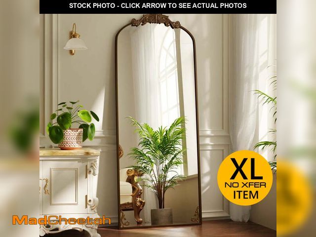Lot 74-14324701 - BEAUTYPEAK 72"x24" Full Length Mirror with Baroque Flower Head Design Wall-Mounted Mirror,Antique Br...