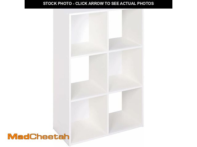Lot 74-13835635 - ClosetMaid Cubeicals 6 Cube Storage Shelf Organizer Bookshelf, Stackable, Vertical or Horizontal, Ea...