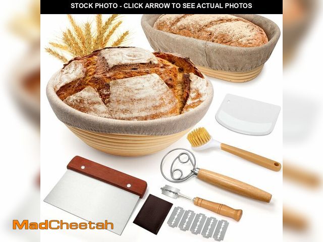 Lot 74-14213731 - Sourdough Proofing Basket Gift Set, 9" Round and 10" Oval Banneton Bread Baking Supplies, Sourdough ...