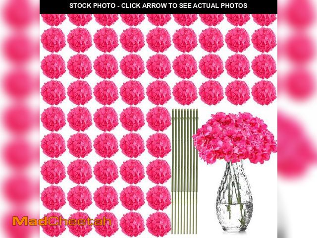 Lot 74-12222811 - Yunsailing 100 Pcs Artificial Hydrangea Flowers Hydrangea Flower Heads with Stems Silk Faux Hydrange...