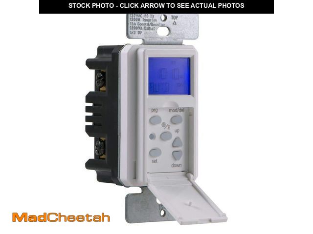 Lot 74-12852954 - Defiant 15 Amp In-Wall 3-Way Daylight Adjusting Digital Timer Switch with Screw Terminals, White - U...