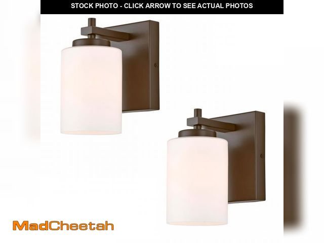 Lot 74-12114294 - EVESKY 2-Pack Bathroom Vanity Light Fixture, Farmhouse Single Sconce with Frosted White Glass Shade,...