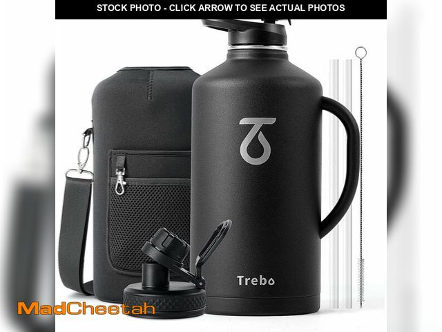 Lot 74-14275206 - Trebo 128 oz Water Bottle Insulated with Handle, One Gallon Stainless Steel Metal Large Jug, Travel ...