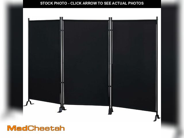 Lot 74-12664578 - Proman Products - Galaxy Section Divider, Water Repellent Fabric Room Divider with Black Powder Coat...