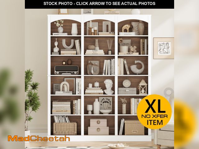 Lot 74-12815153 - Homfa 18-Cube Bookcase and Bookshelves, 71.2" Triple Width 6 Tier Freestanding Arch Library Cabinet ...