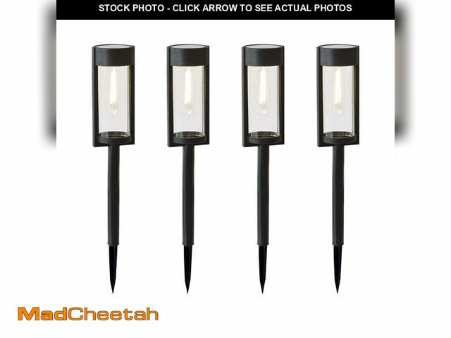 Lot 74-12686043 - Better Homes &amp; Gardens Wyatt Solar Powered Black LED Landscape Bollard Pathway Light, 15 Lumens ...